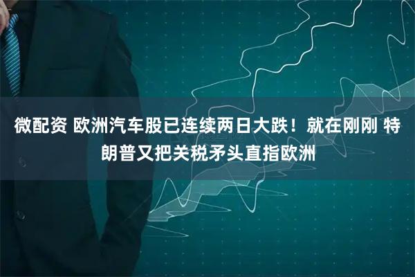 微配资 欧洲汽车股已连续两日大跌！就在刚刚 特朗普又把关税矛头直指欧洲
